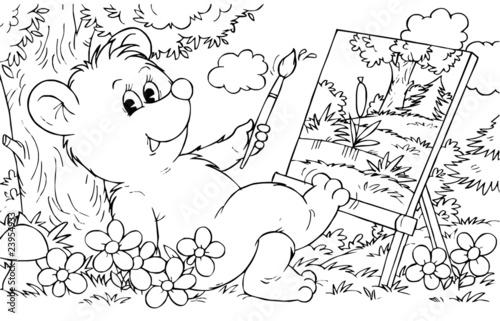 funny bear draws a sketch i...