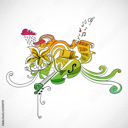 abstract funky illustration - music/art event