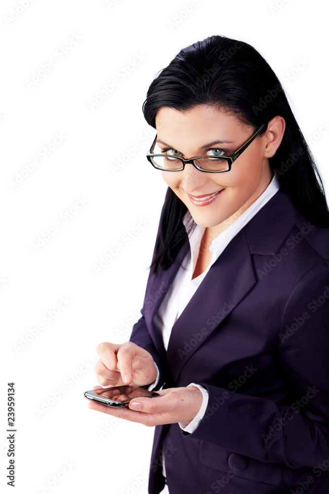 beautiful young business woman with smartphone