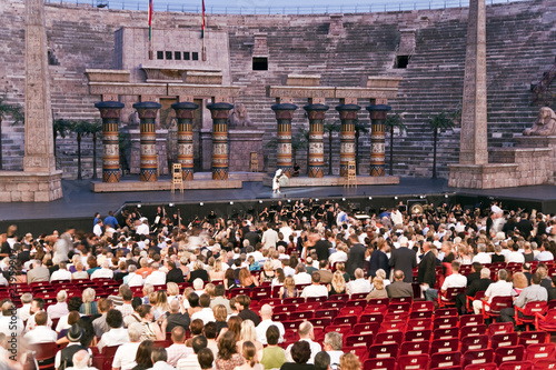VERONA, ITALY - people are watching the opening of the opera photo