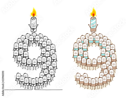 cartoon candles number 9