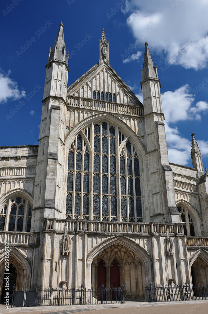Winchester cathedral front facade and entrance