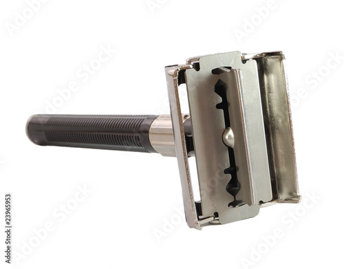 Safety Razor open with blade isolated
