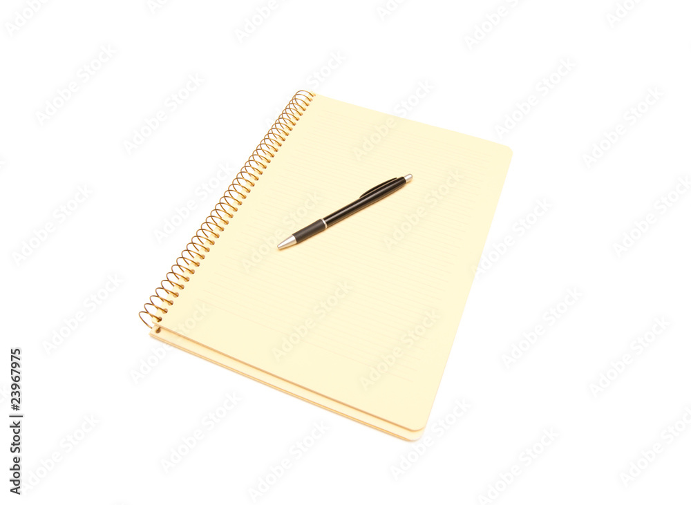 Yellow notebook and black pen Yellow notebook and black pen