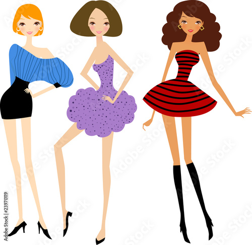 three fashion women