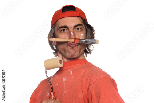 Foto Comical portrait of the house painter