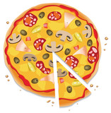 vector italian pizza with a slice