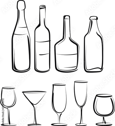 bottles  and glasses set