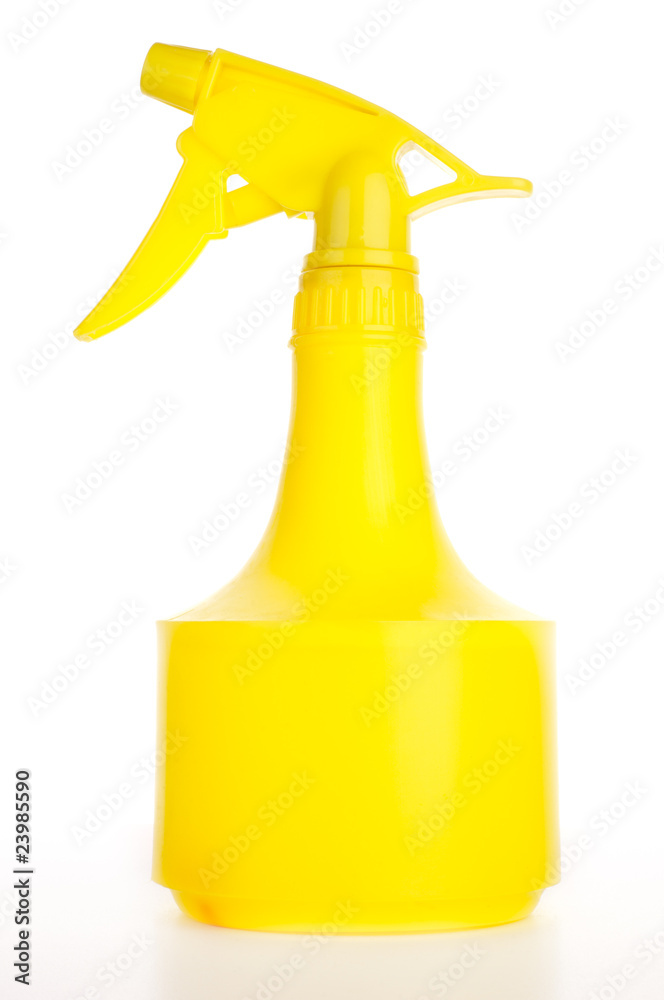 Yellow spray bottle on white background Yellow spray bottle on white background