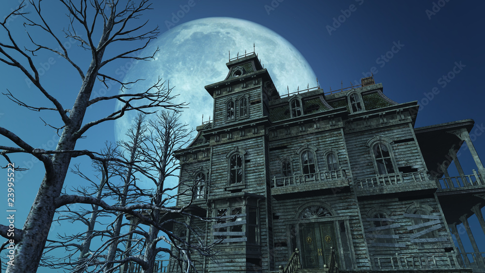 Fototapeta premium Haunted House - Full Moon