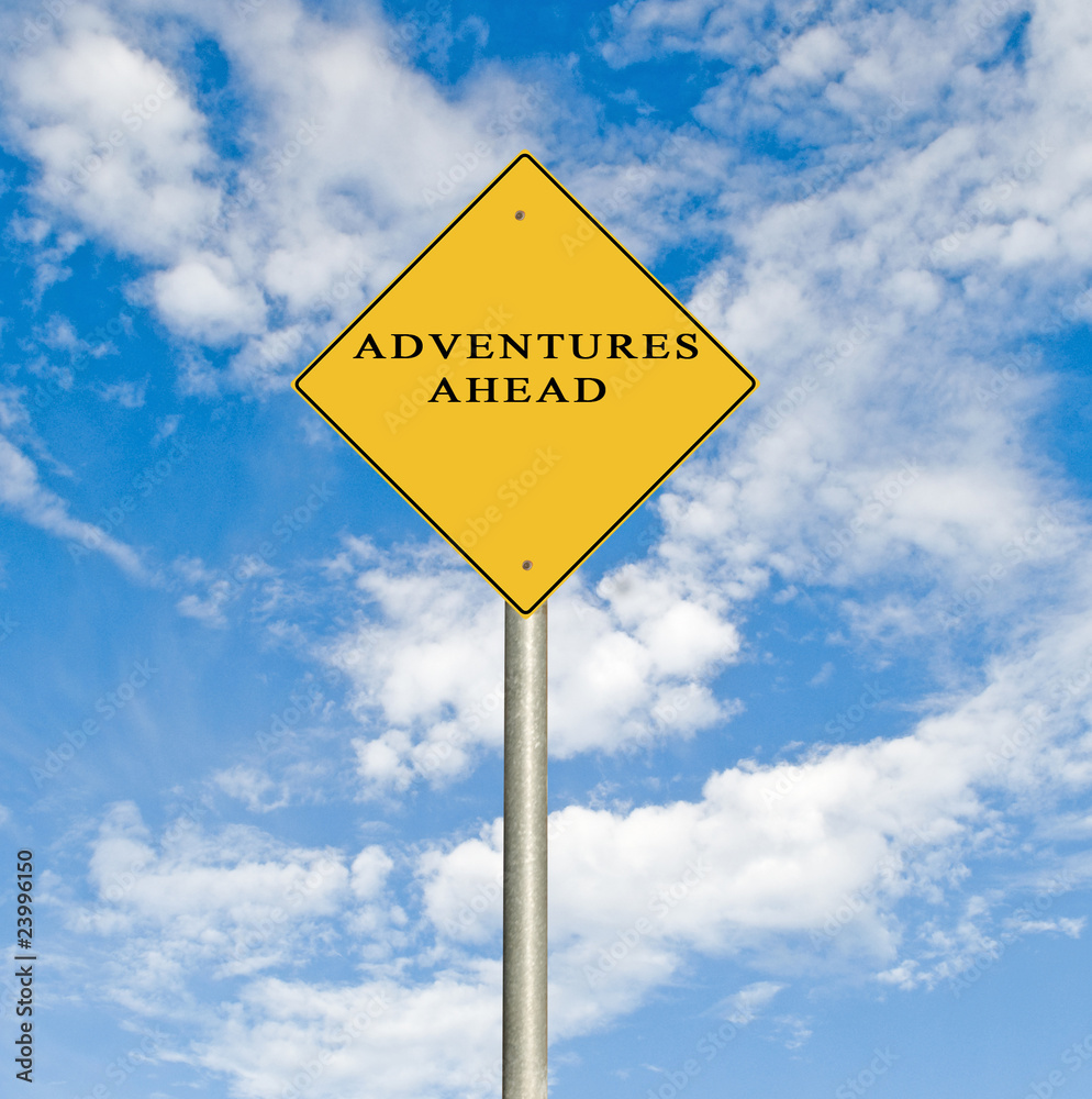 Road sign to adventure