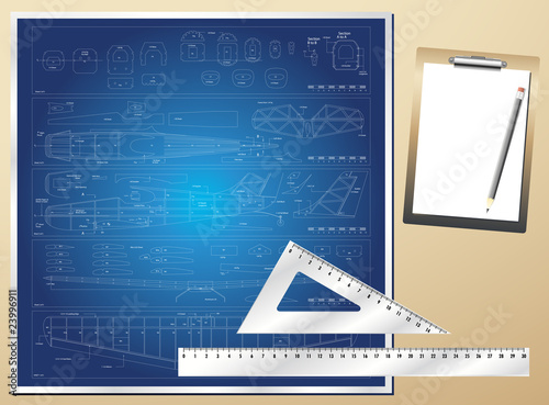 Drawing plan architectural background vector
