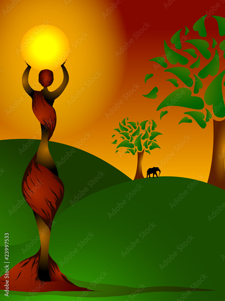 african lady holding the sun