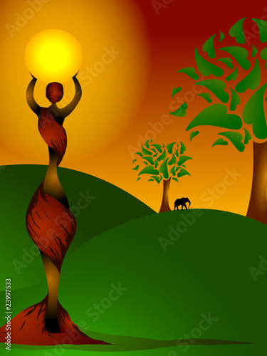 Obraz na płótnie african lady holding the sun w salonie