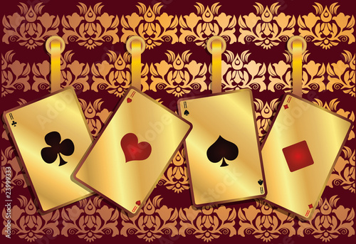 poker background with golden seamless pattern, vector