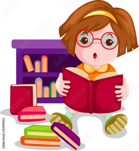 Cute girl reading book