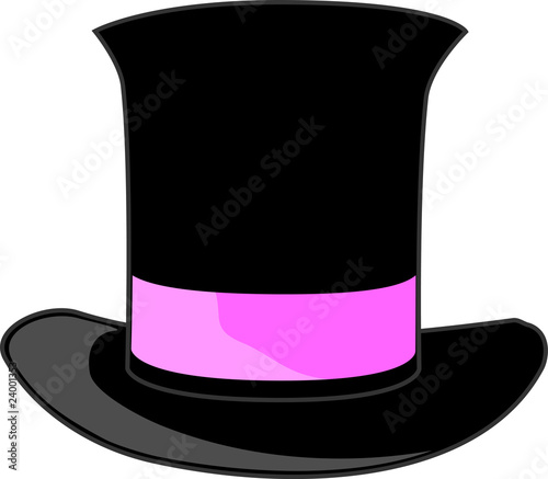 illustration of a black and pink top hat