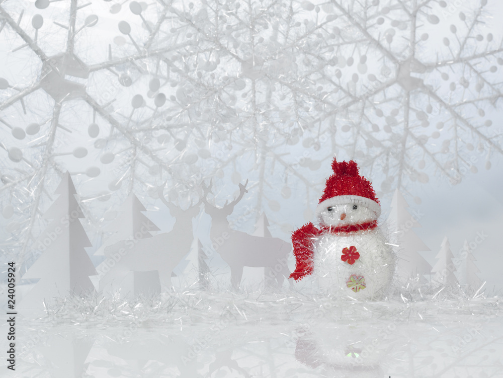 Obraz premium Snowman miniature with the cut-out paper.