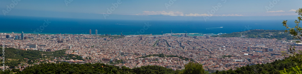 panorama view of Barcelona from the Tibidabo hill