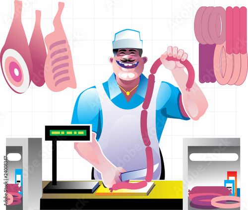 Butcher wearing apron at work