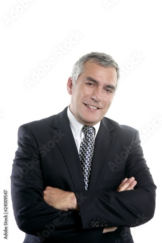 happy senior businessman smiling gray hair