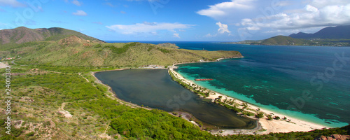 Panoramic view of Major's Bay Beach on St Kitts.
