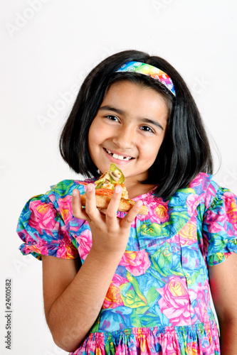 girl eating pizza slice