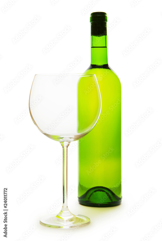 Wine and glass isolated on the white background Wine and glass isolated on the white background
