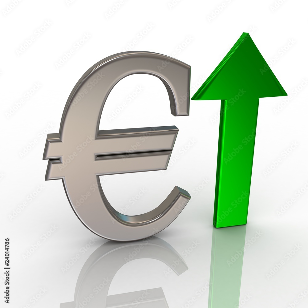 Growth of euro, white background Growth of euro, white background