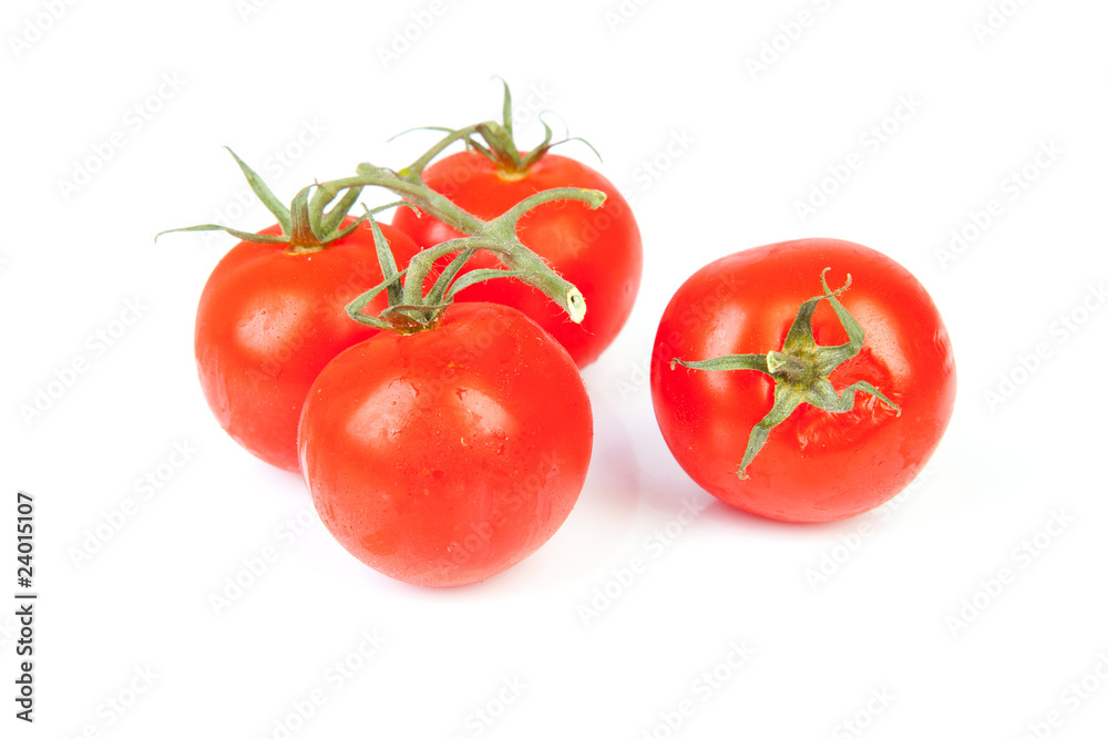 bunch fresh tomatoes over white background bunch fresh tomatoes over white background