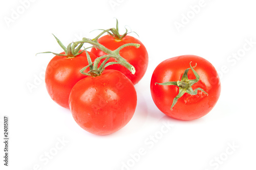 bunch fresh tomatoes over white background © Sandra van der Steen