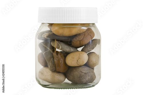 transparent jar with different stones