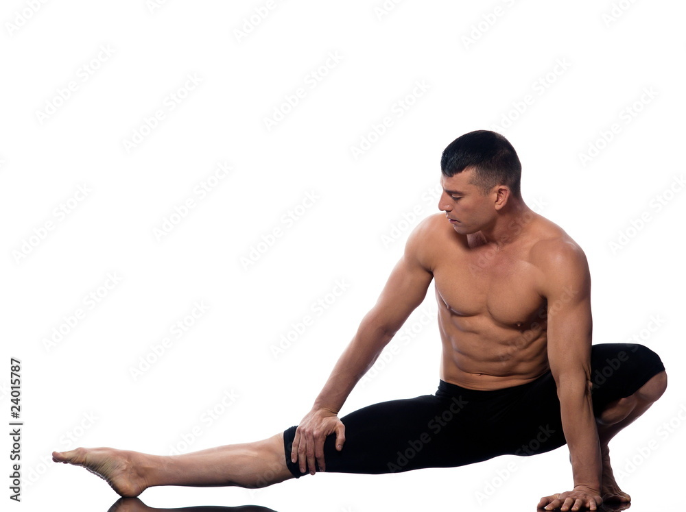 Man gymnastic stretching posture Man gymnastic stretching posture