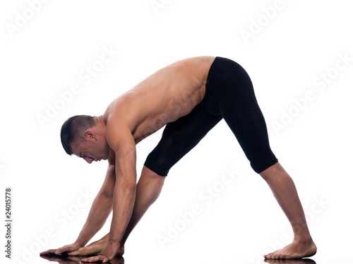 Man gymnastic stretching posture