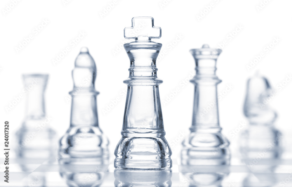 transparent glass chess isolated on white transparent glass chess isolated on white
