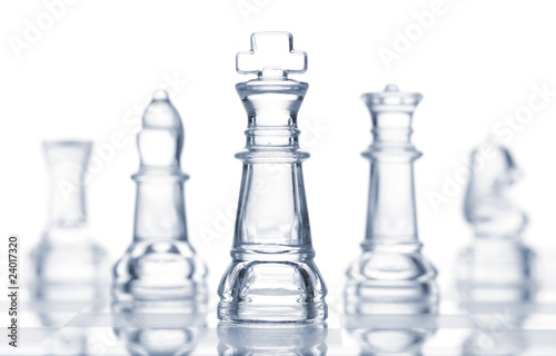 transparent glass chess isolated on white