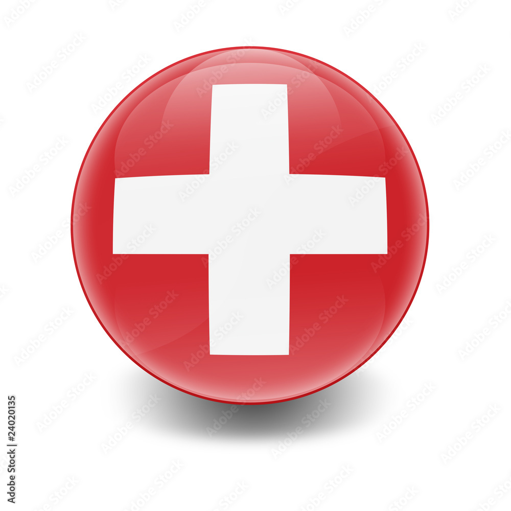 Obraz premium Esfera brillante con bandera Suiza