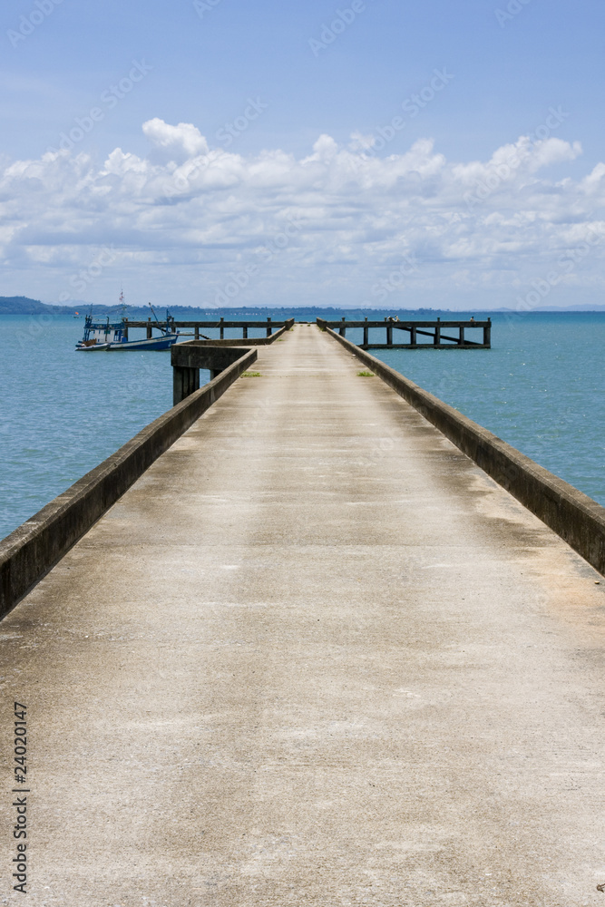 Dock to the ferry pier at island Koh Chang , Thailand.