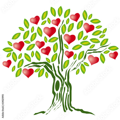 arbol con corazones
