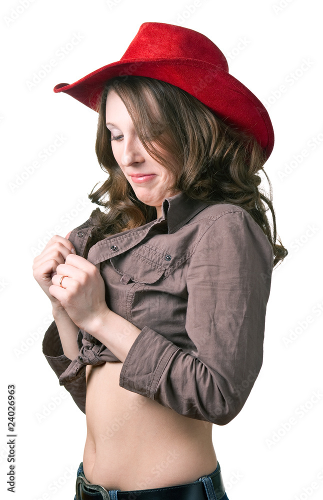 girl in a red hat