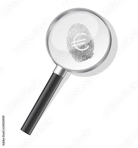 Detectives magifier with euro fingerprint