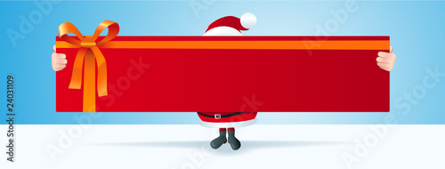 santa mit Geschenkschild