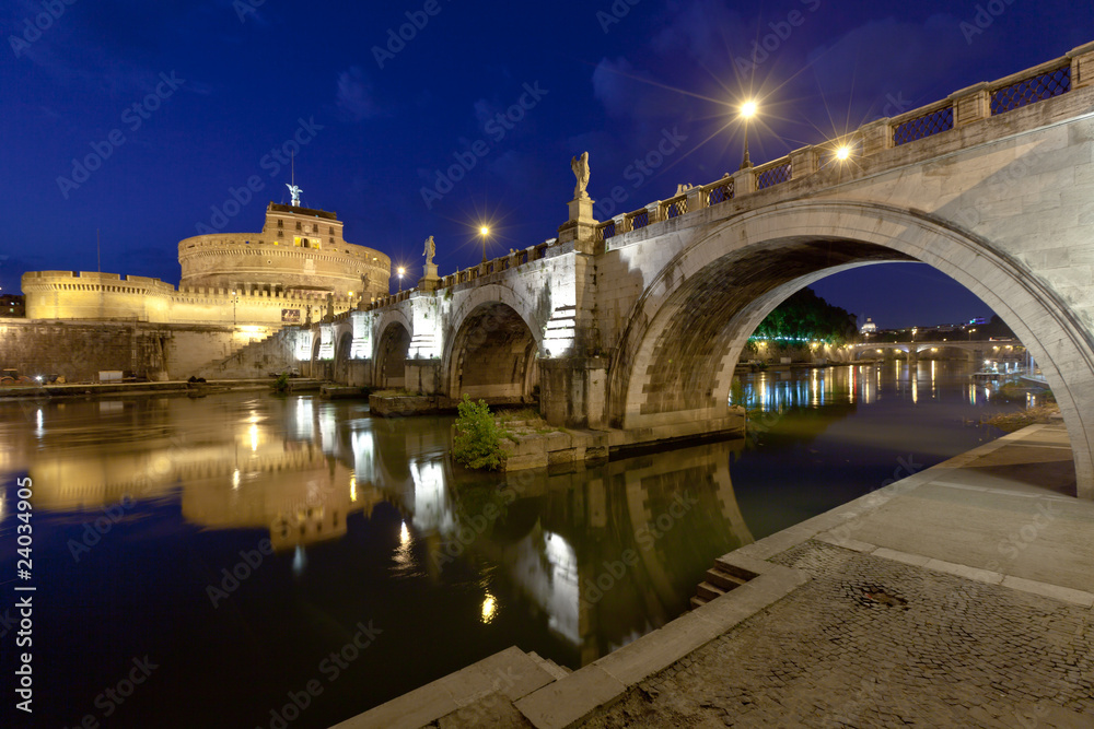 Older Bridge and Castle Sant Angelo in Rome
