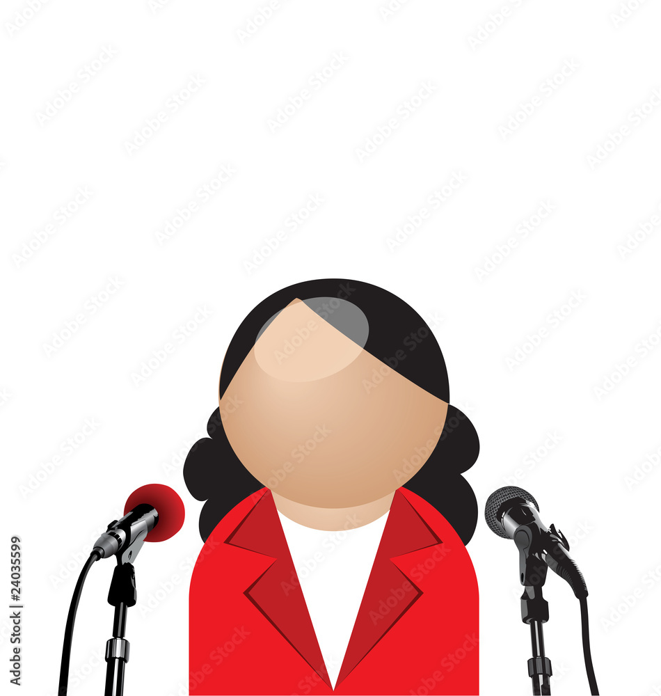 Woman giving interview with copy space for own text Woman giving interview with copy space for own text