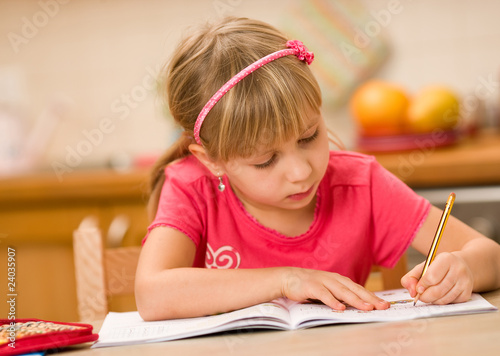 girl doing homework