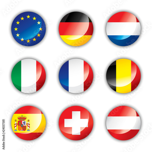 Glossy button flags - Europe one