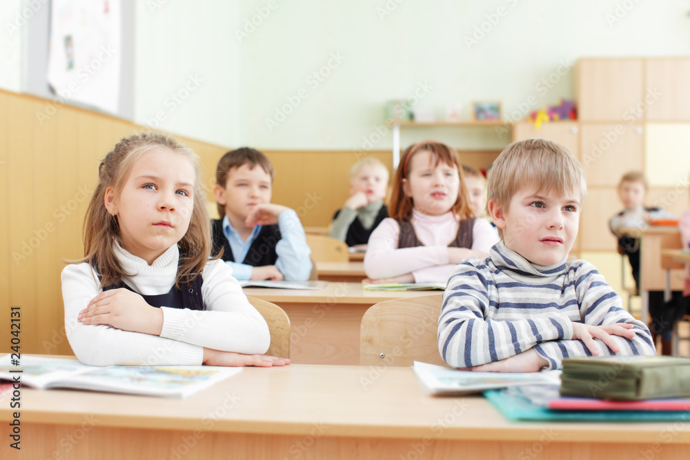 Schoolchild in a class Schoolchild in a class