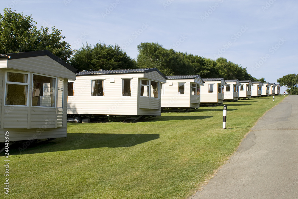 Static caravans in camping site - obrazy, fototapety, plakaty 