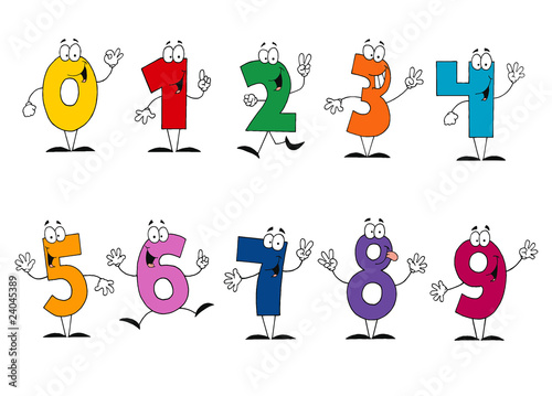Bild auf Leinwand Friendly Cartoon Numbers Set