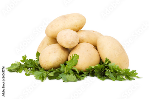 Fresh potato isolated on white background